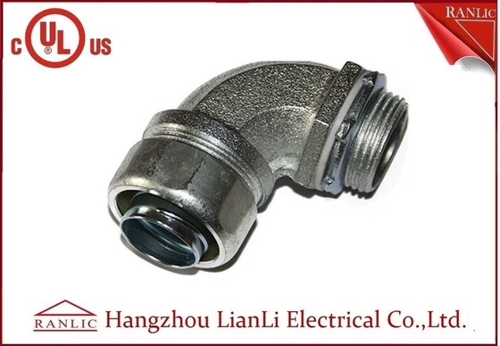 Trung Quốc 1/2 &quot;UL được liệt kê bằng chất lỏng chặt chẽ có thể uốn được Khóa sắt thép cách điện Đầu nối linh hoạt được mạ kẽm 90 độ nhà cung cấp